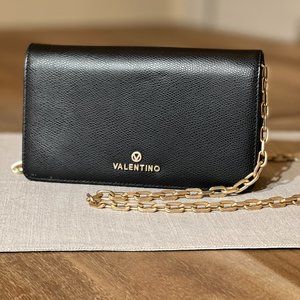Valentino by Mario Valentino Chain Shoulder Bag Crossbody Black Leather